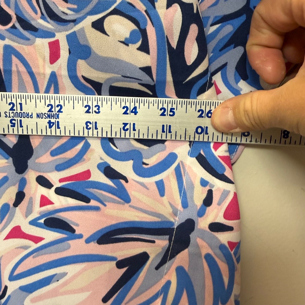 Simply Southern Poncho Top Womens Medium Blue Pink Tropical Leaf Excellent Boho - Picture 2 of 7